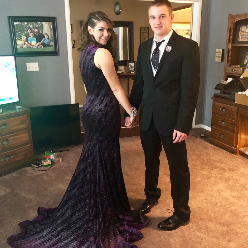 Jonathan Kayne purple velvet/jersey dress